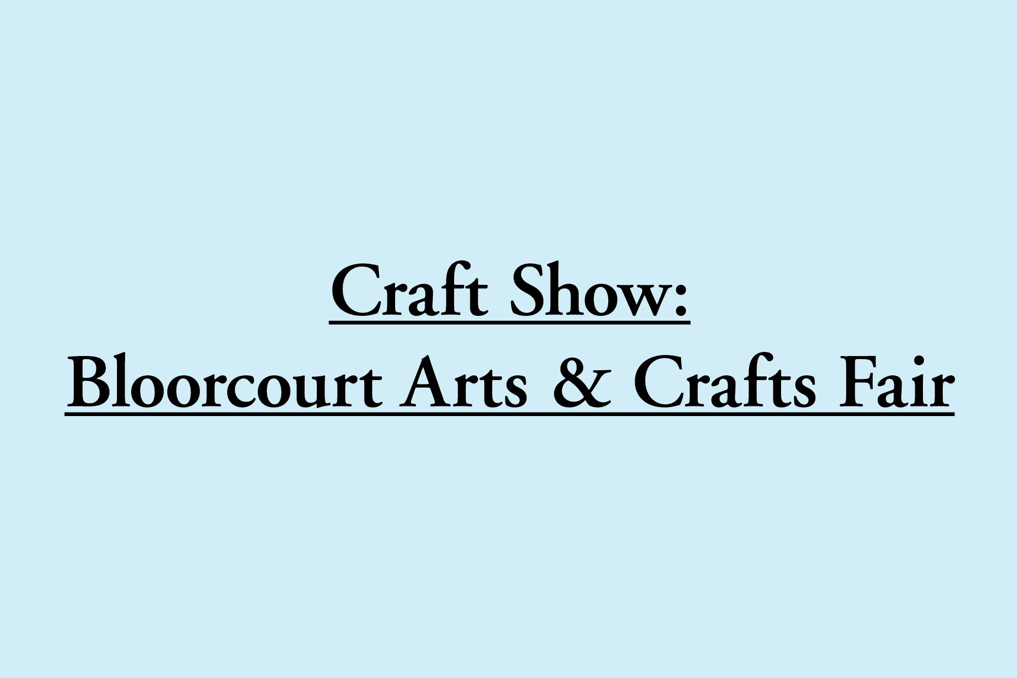 Craft Show This Saturday!