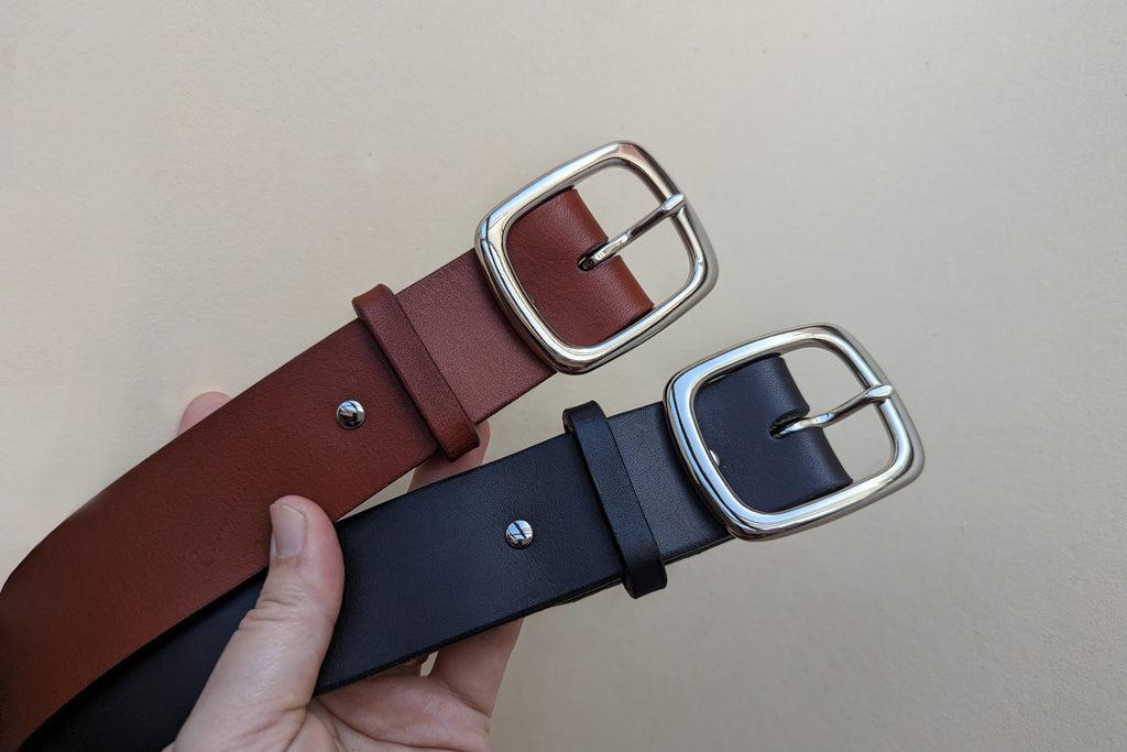 Classic Leather Belt with Nickel Buckle