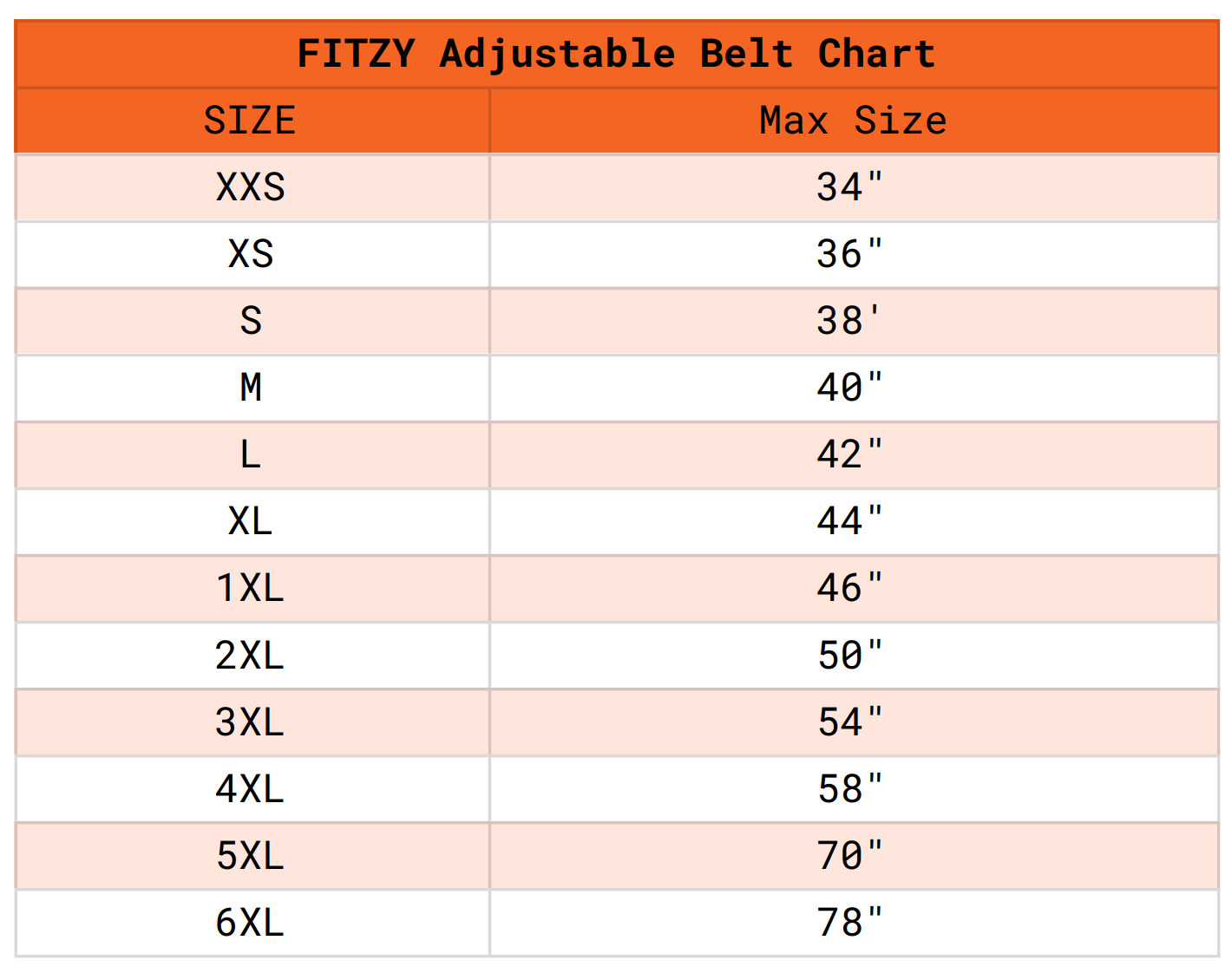Women's Belt Size Conversion Chart Size Guide Belt Size Waist