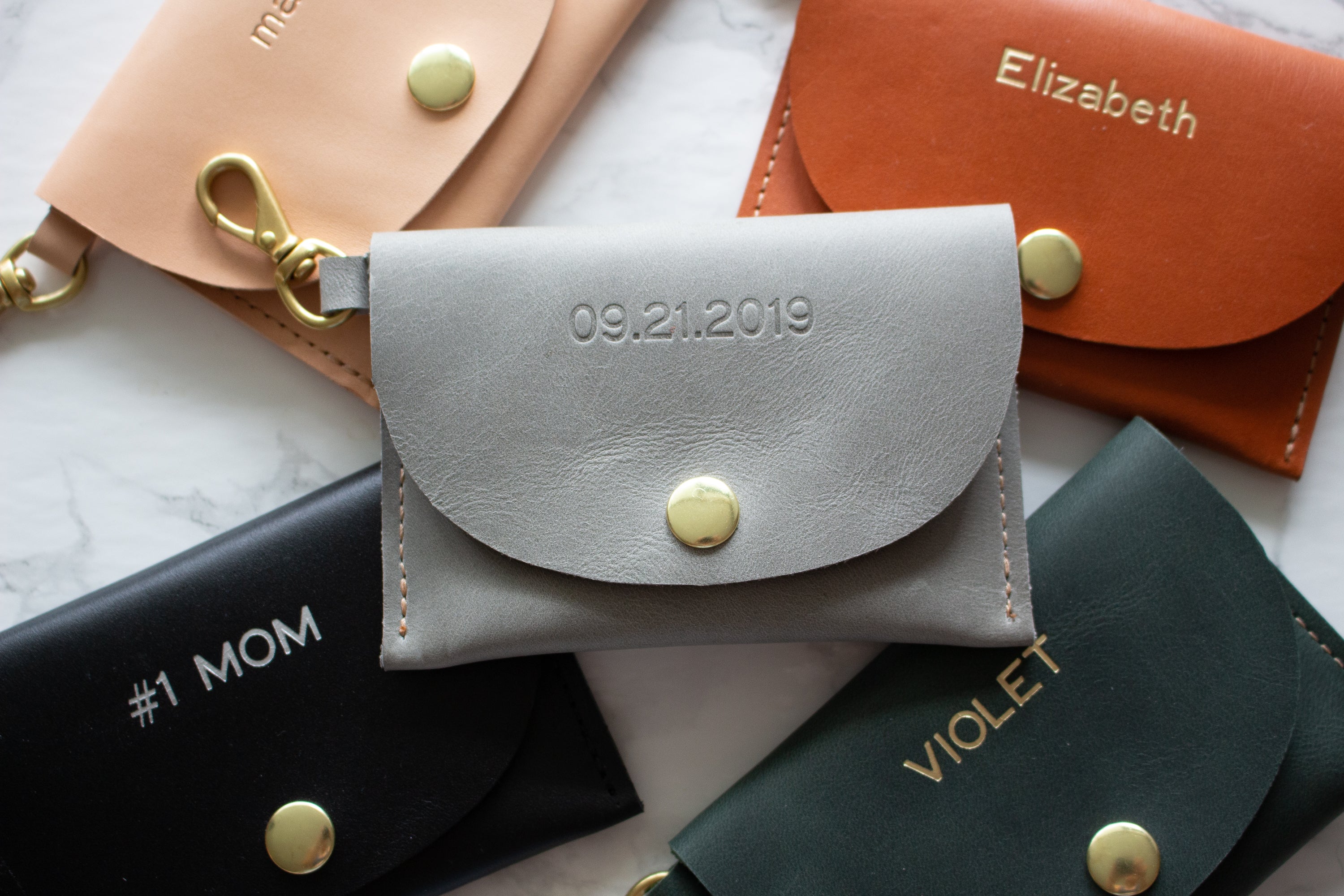 Full Grain Leather Monogram Keychain Credit Card Wallet with Solid Brass Hardware Handmade in Toronto, Ontario, Canada by Fitzy