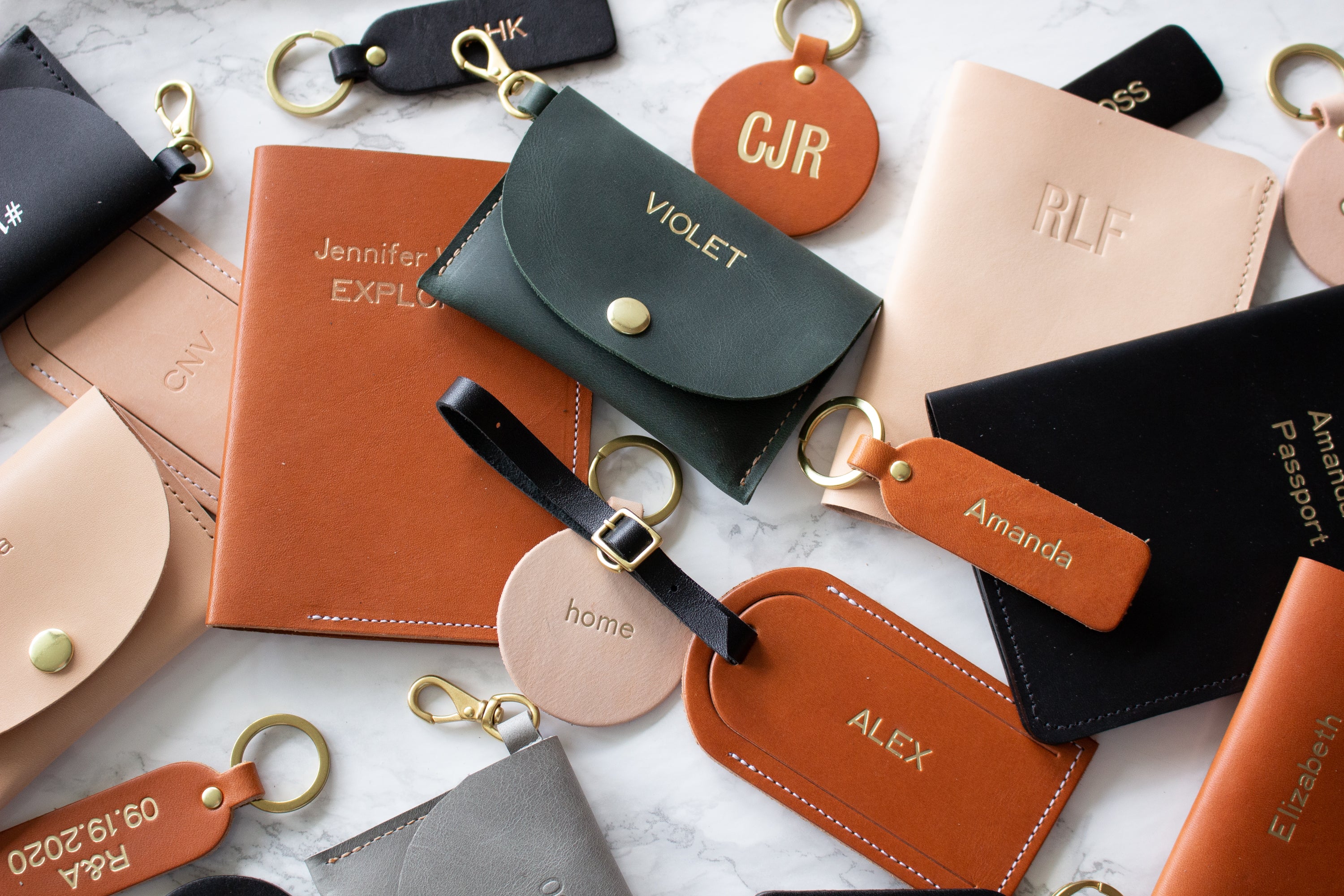 Monogrammed Keychain Card Wallet