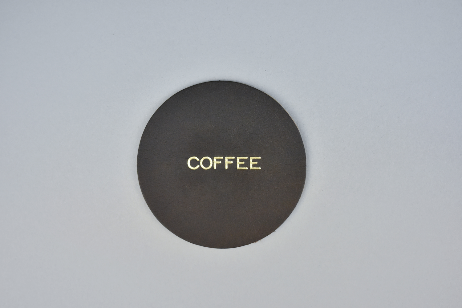 Set of 4 Gold Foil Stamped Leather Coffee Coasters Handmade in Canada by Fitzy