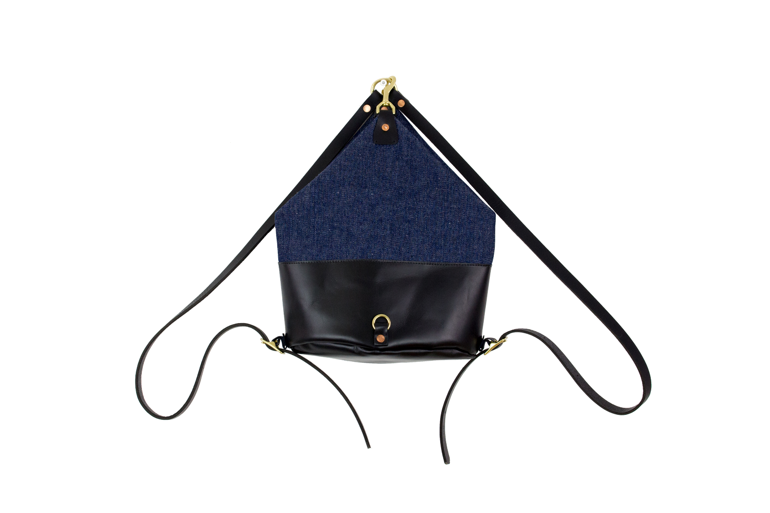 Forest Leather & Dark Denim Mini Backpack