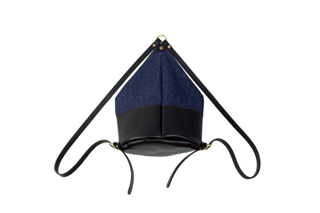 Forest Leather & Dark Denim Mini Backpack