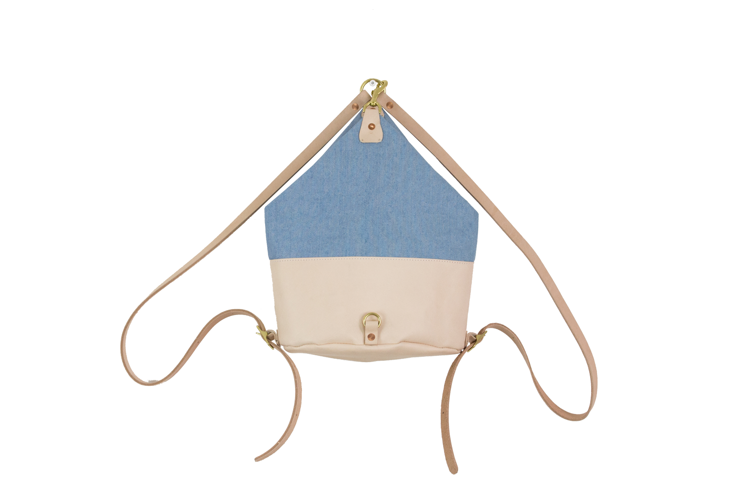Nude Leather & Light Denim Mini Backpack