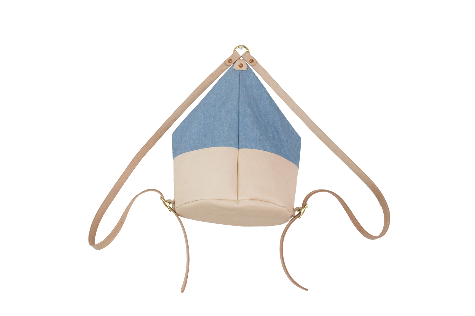 Nude Leather & Light Denim Mini Backpack