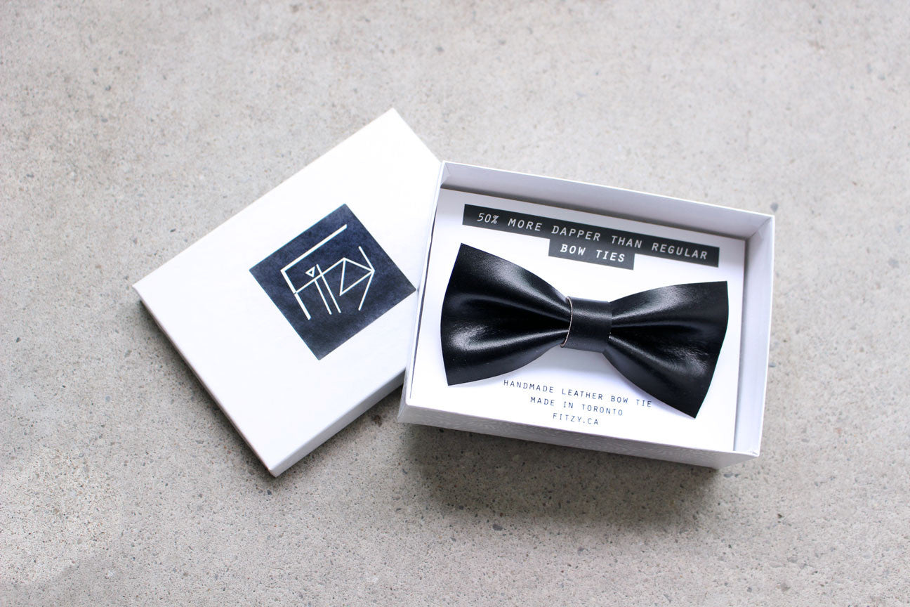 Nude Leather Bow Tie