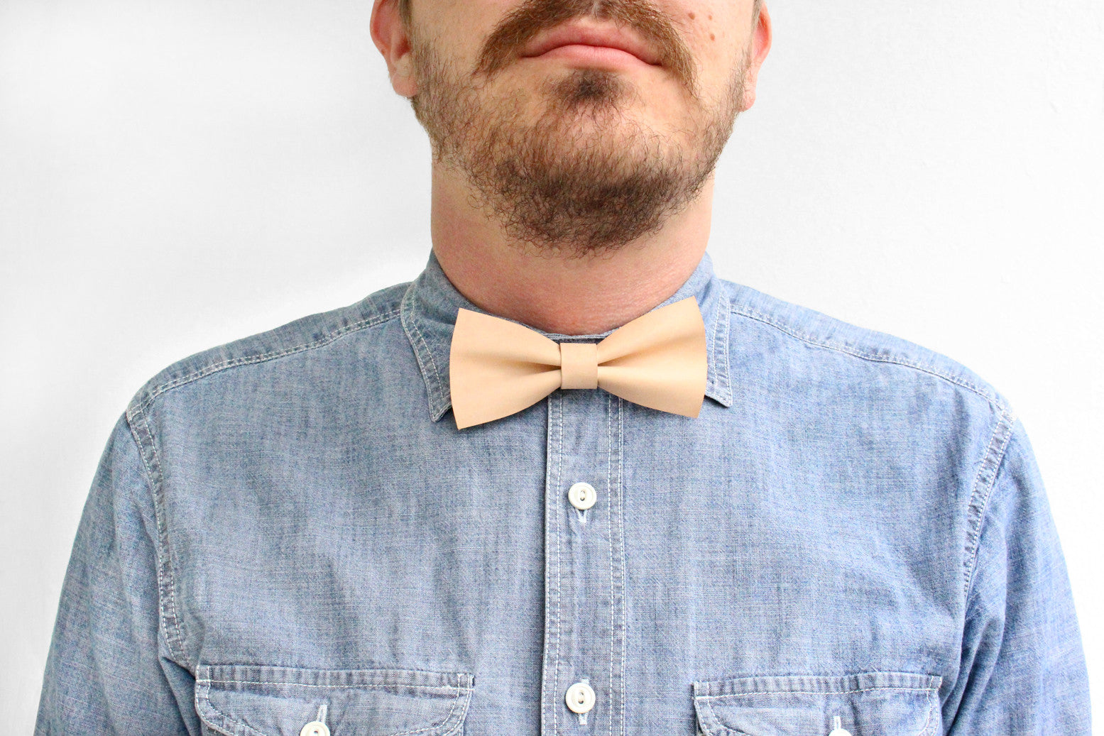 Nude Leather Bow Tie