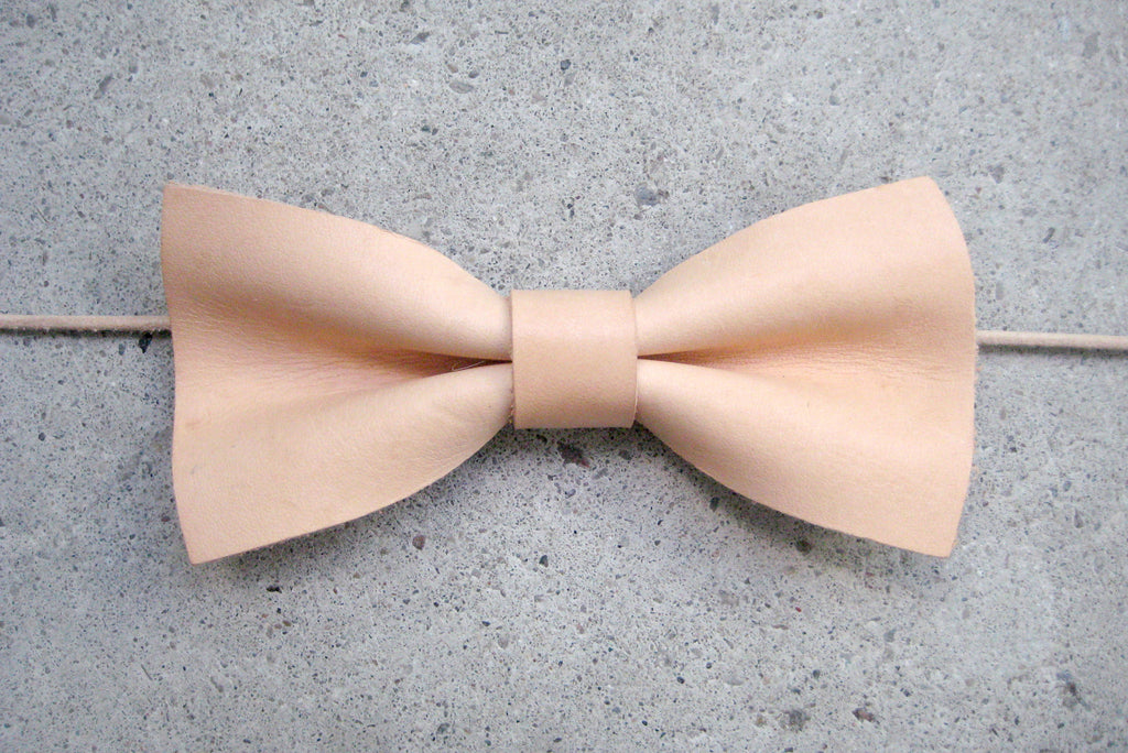 Nude Leather Bow Tie
