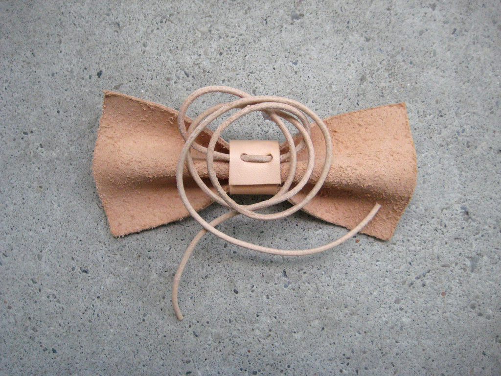 Nude Leather Bow Tie